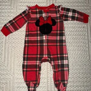 Disney Red and Black Plaid Minnie Mouse Footie